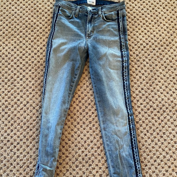 jeans with blue stripe on side